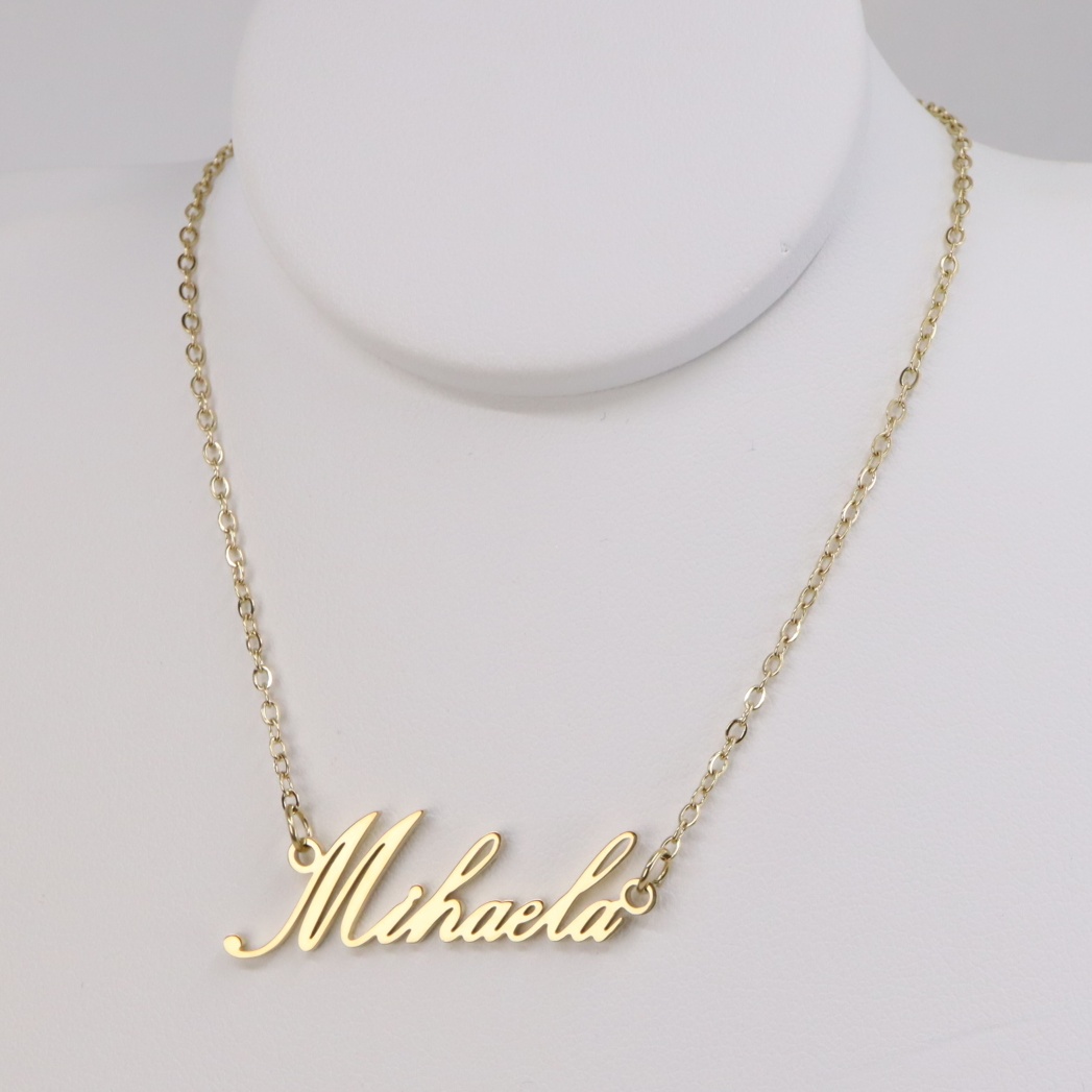 Lant cu nume - inox placat cu aur 14K Model EEL037 - Mihaela - 45+5 cm