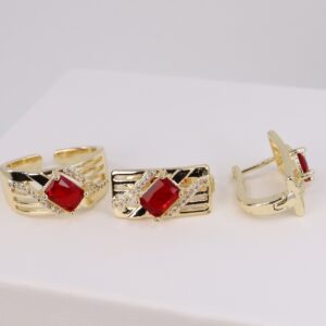 Set inel + cercei placat cu aur 14K Model NN388