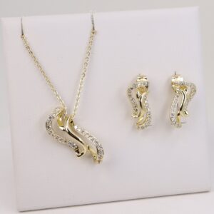 Set cercei+lant+pandativ placat cu aur 14K model ST220  - lant 45 cm