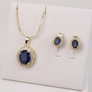 Set cercei+lant+pandativ placat cu aur 14K model ST234 - lant 45 cm