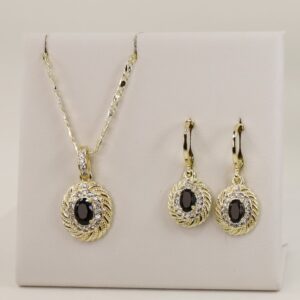 Set cercei+lant+pandativ placat cu aur 14K model ST274 - lant 45 cm