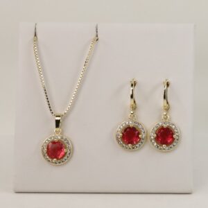 Set cercei+lant+pandativ placat cu aur 14K model ST292 - lant 45 cm