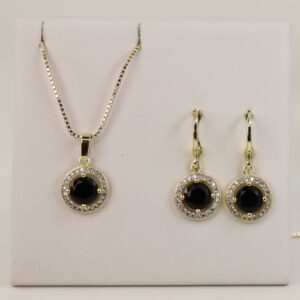 Set cercei+lant+pandativ placat cu aur 14K model ST302 - lant 45 cm