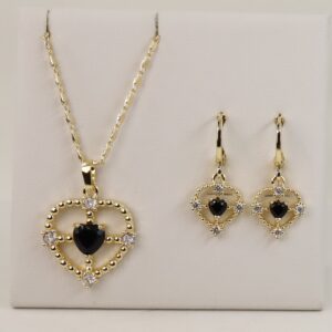 Set cercei+lant+pandativ placat cu aur 14K model ST298 - lant 45 cm