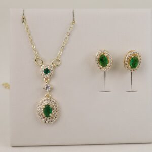 Set cercei+lant+pandativ placat cu aur 14K model ST293 - lant 45 cm