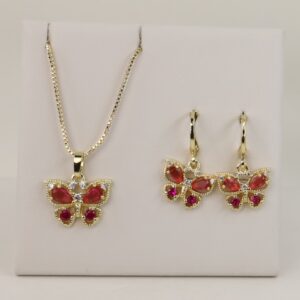 Set cercei+lant+pandativ placat cu aur 14K model ST303 - lant 45 cm