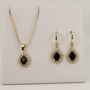 Set cercei+lant+pandativ placat cu aur 14K model ST297 - lant 45 cm