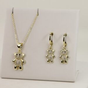 Set cercei+lant+pandativ placat cu aur 14K model ST320 - lant 45 cm