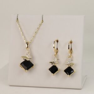 Set cercei+lant+pandativ placat cu aur 14K model ST352 - lant 45 cm