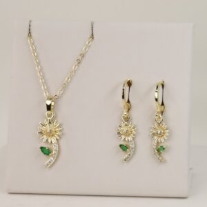 Set cercei+lant+pandativ placat cu aur 14K model ST337 - lant 50 cm