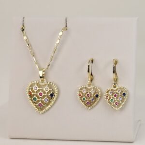 Set cercei+lant+pandativ placat cu aur 14K model ST339 - lant 50 cm