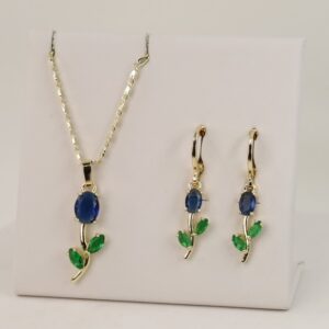 Set cercei+lant+pandativ placat cu aur 14K model ST341 - lant 45 cm