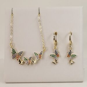 Set cercei+lant+pandativ placat cu aur 14K model ST360 - lant 45 cm