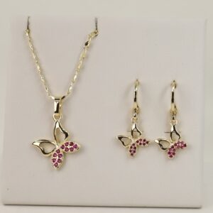 Set cercei+lant+pandativ placat cu aur 14K model ST432 - lant 45 cm