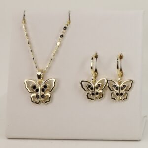 Set cercei+lant+pandativ placat cu aur 14K model ST435 - lant 45 cm