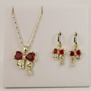 Set cercei+lant+pandativ placat cu aur 14K model ST429 - lant 45 cm