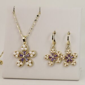 Set cercei+lant+pandativ placat cu aur 14K model ST430 - lant 45 cm