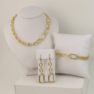 Set cercei+lant+bratara placat cu aur 14K model ST442 - 45/20/4 cm