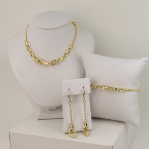 Set cercei+lant+bratara placat cu aur 14K model ST451 - 45/20/5 cm