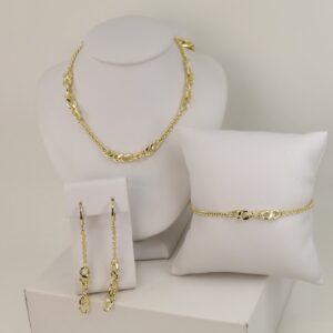 Set cercei+lant+bratara placat cu aur 14K model ST453 - 45/20/5 cm