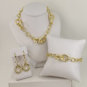 Set cercei+lant+bratara placat cu aur 14K model ST466 -  45/20/4