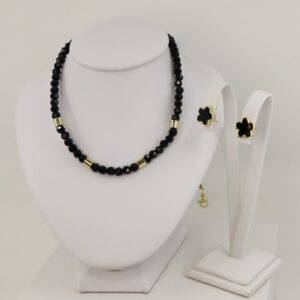 Set cercei+lant placat cu aur 14K model ST475 - 50 cm/1 cm - ambalaj carton