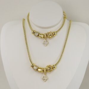 Set lant+bratara placat cu aur 14K model ST474  - 50 cm + 19 cm