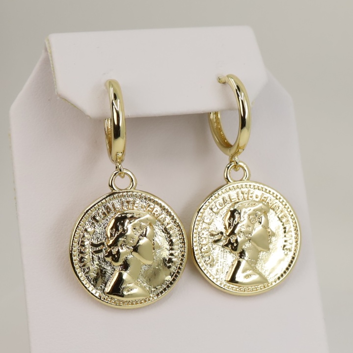 Cercei placati cu aur 14K model EEC104 - 3,5 cm - model Franz Joseph/Cocosel - imagine 2