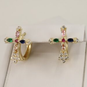 Cercei placati cu aur 14K model CJ363 - 1,4 cm