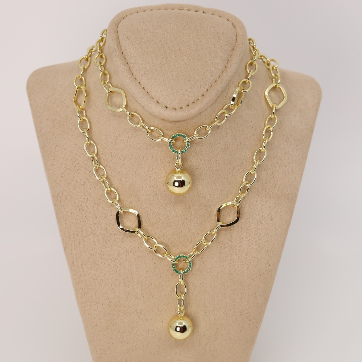 Set lant+bratara placat cu aur 14K model ST478 - 60 cm / 20 cm
