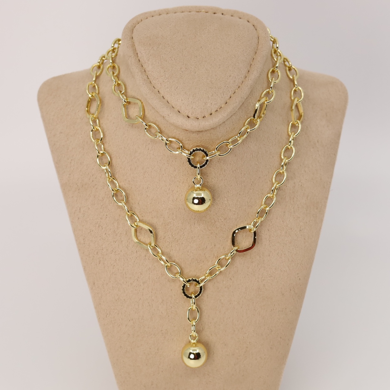 Set lant+bratara placat cu aur 14K model ST479 - 60 cm / 20 cm