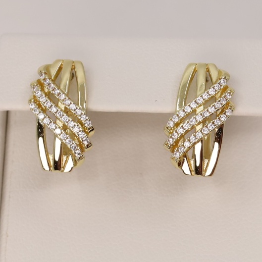 Cercei placati cu aur model CC666 - dimensiune 1,5 cm